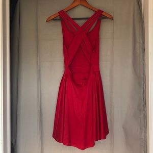 red strappy skater dress